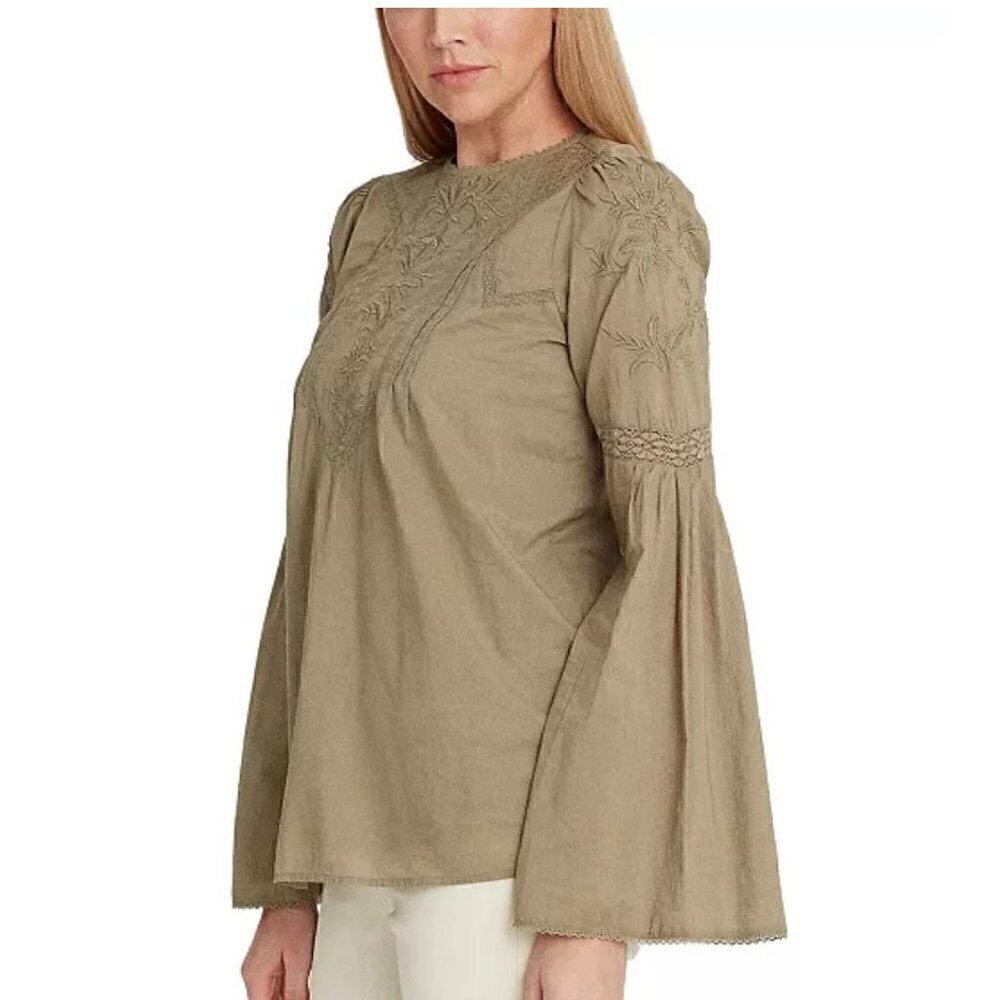 Ralph Laurenl Embroidered Bell Sleeve Lace Top NWT NEW S Small